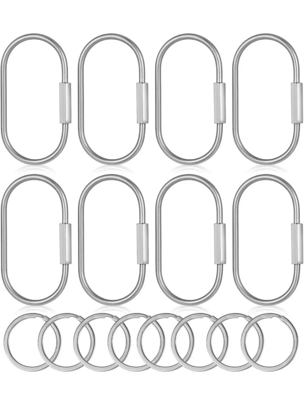 16 Pcs Locking Carabiners & Key Rings - Durable Screw Lock Keychain Set